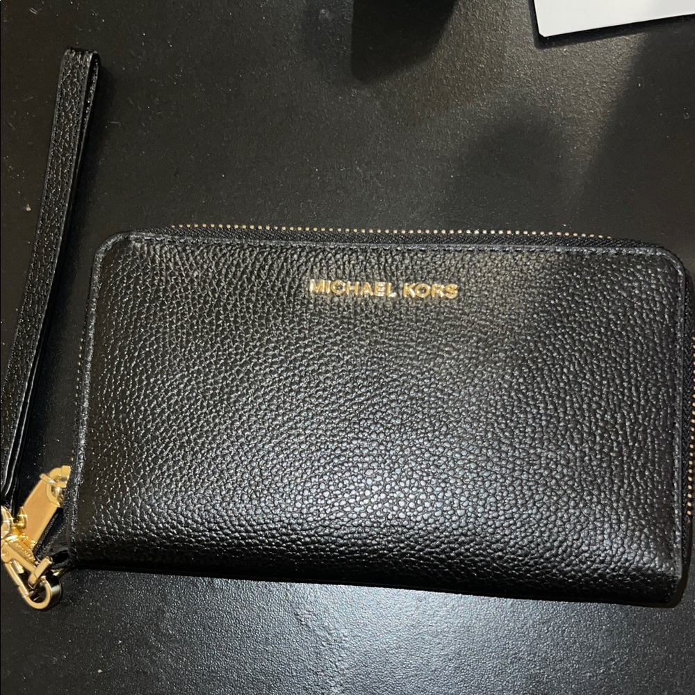 Michael Kors Black Textured Wristlet